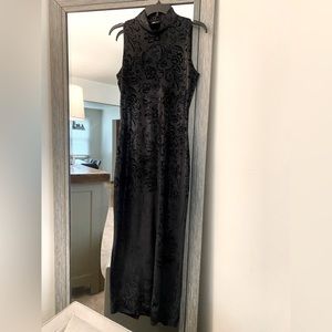 Faust France vintage metallic snakeskin / floral print full gown, total stunner!